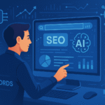 Ilustracija AI optimizacije pretrage i SEO strategije
